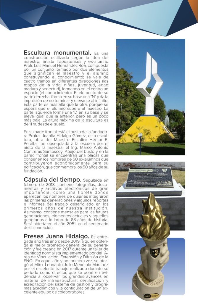 Escultura monumental, cápsula del tiempo y presea Juana Hidalgo